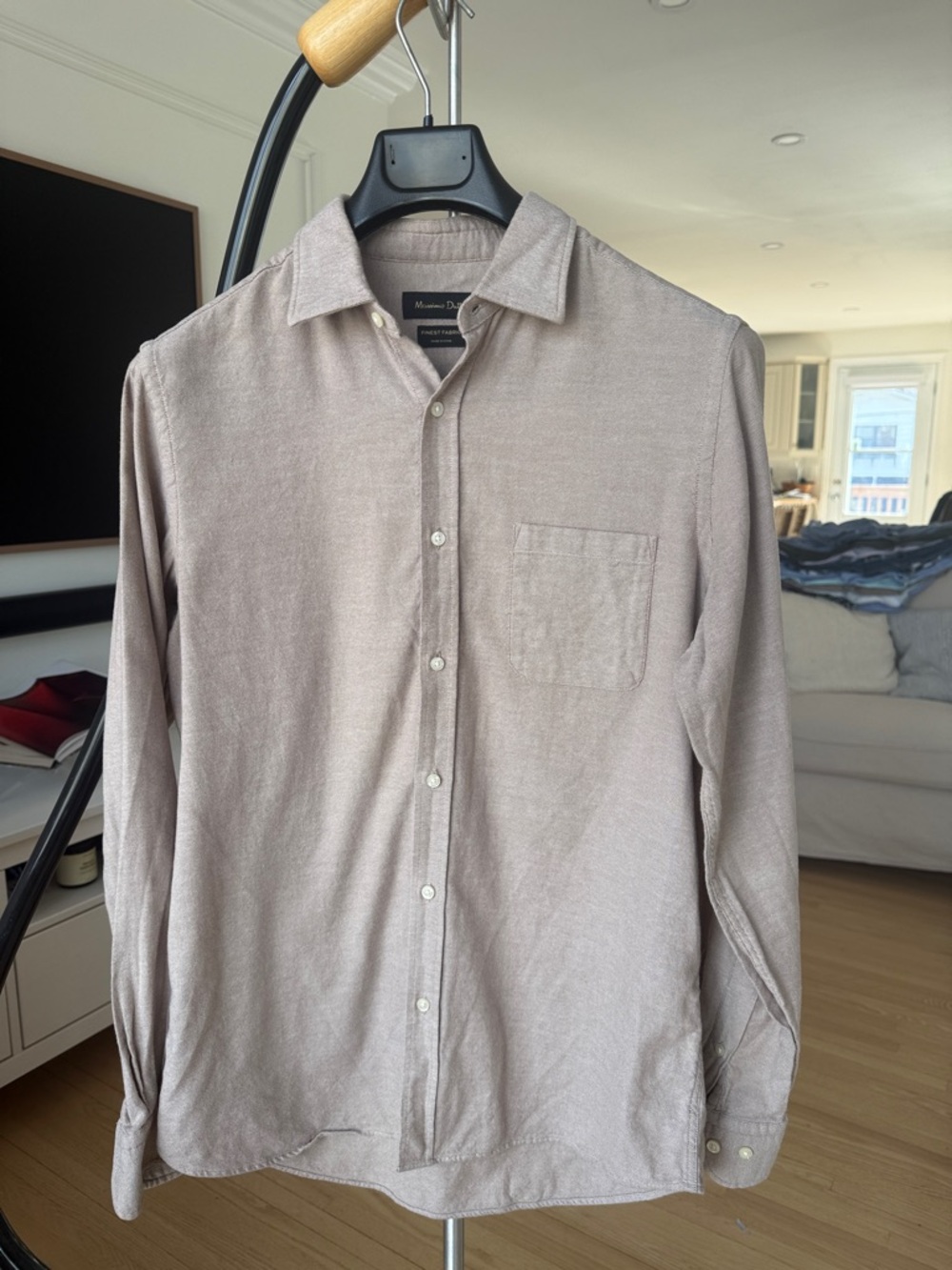 Massimo Dutti Men's Button-Down Shirt - Taupe